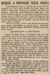 Matria sobre o falecimento do Prof. Oscar Fontes de Faria publicada no Jornal A Estncia