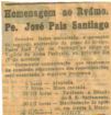 Comemorao - Padre Jos Pais de Santiago