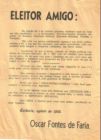 Oscar Fontes de Faria solicita votos aos estancianos - 1958