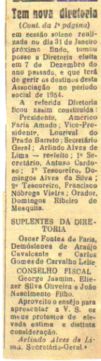 Informe - Nova diretoria - 1954